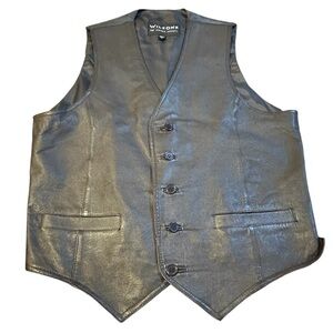 Wilson's Leather Brown Vest Size Medium Button Front‎ Lined Adjustable Back